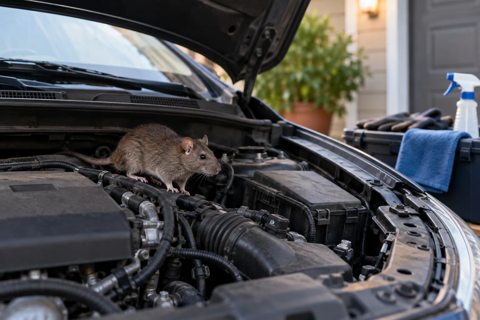 AI-generated illustration for How to Get Rats Out of a Car and Protect the Wiring