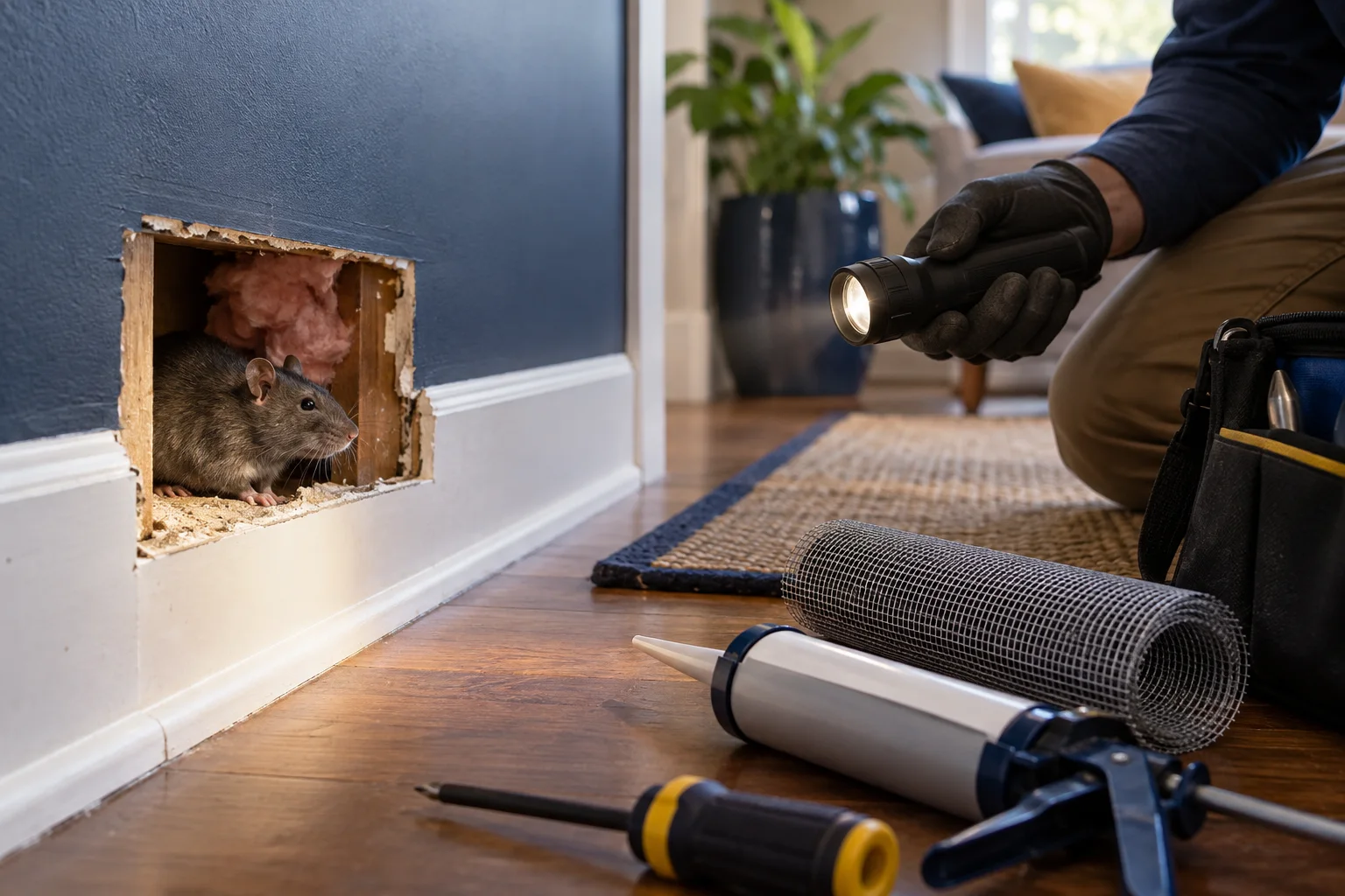 AI-generated illustration for Rats in the Walls: Find the Entry Point Before Opening Drywall